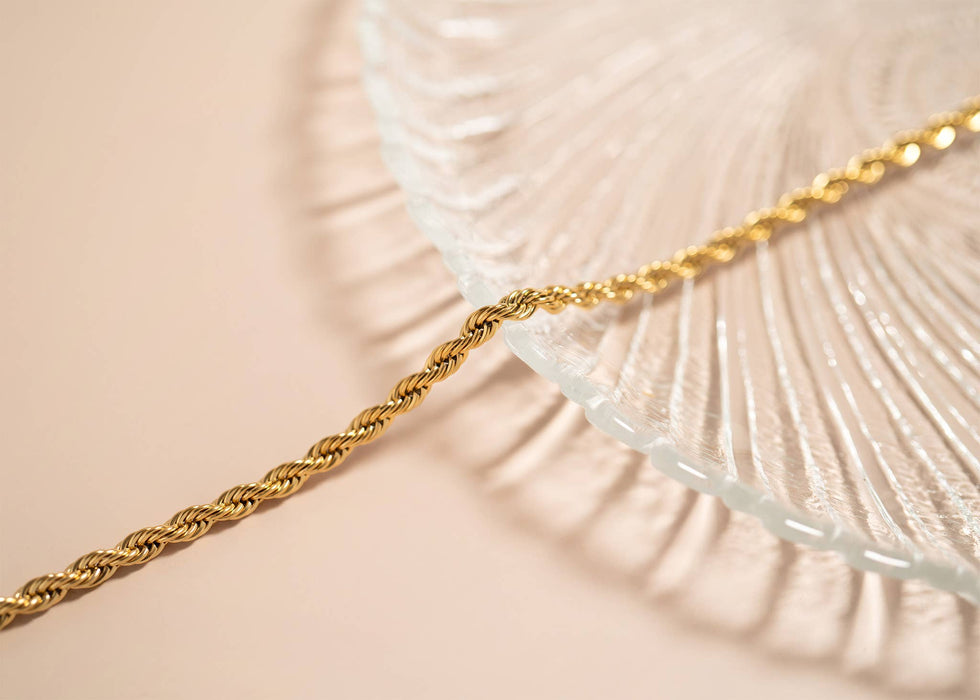 Gold Rope Chain Necklace Stainless Steel