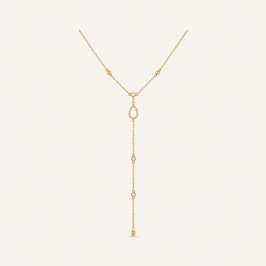 Stainless Steel Tarnish-Free Rhinestone Y Necklace