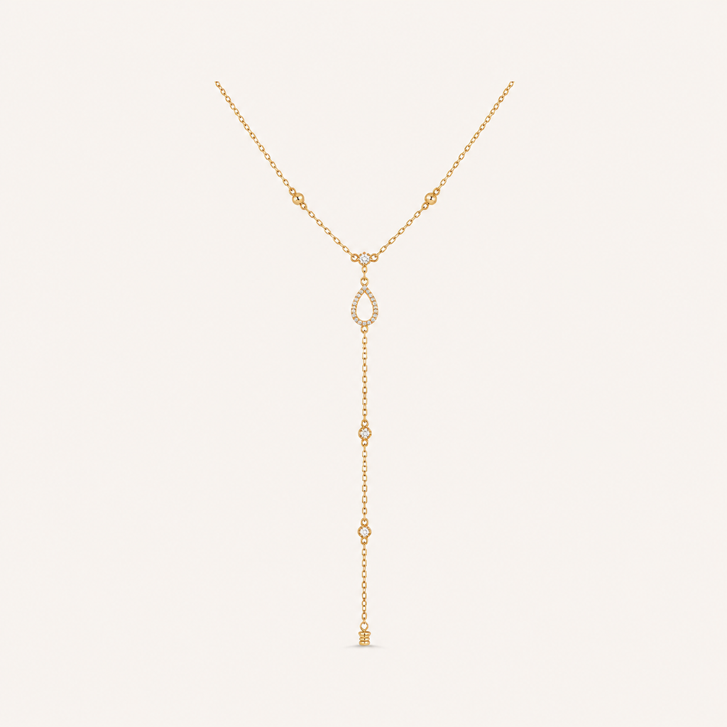 Stainless Steel Tarnish-Free Rhinestone Y Necklace