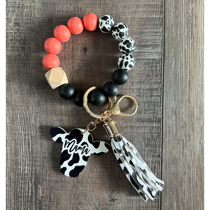 Cow Mama Keychain Wristlet