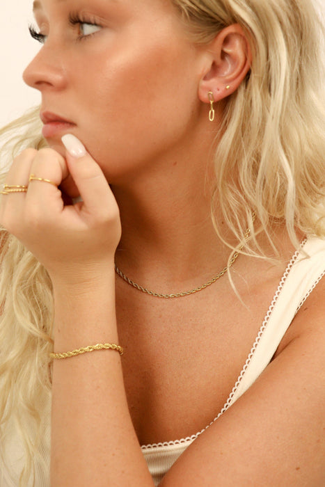 Gold Rope Chain Necklace Stainless Steel