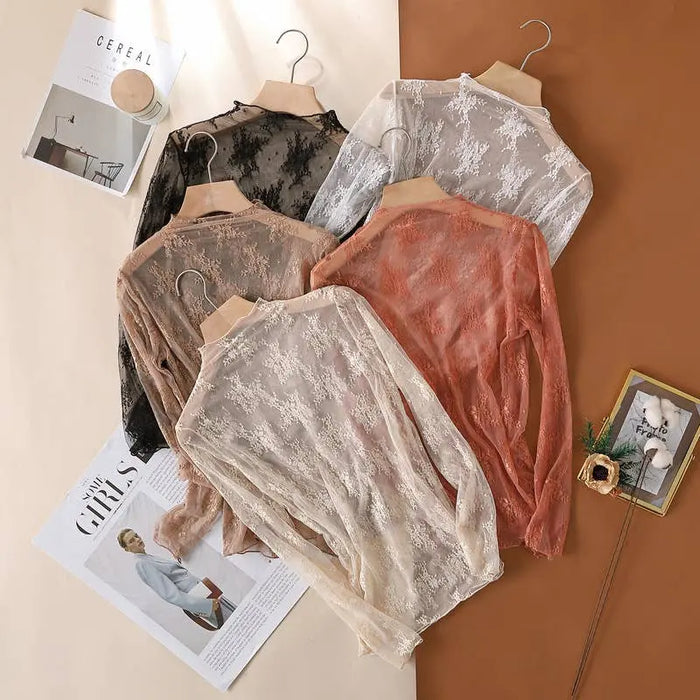 Floral Lace Sheer Mesh Layering Top
