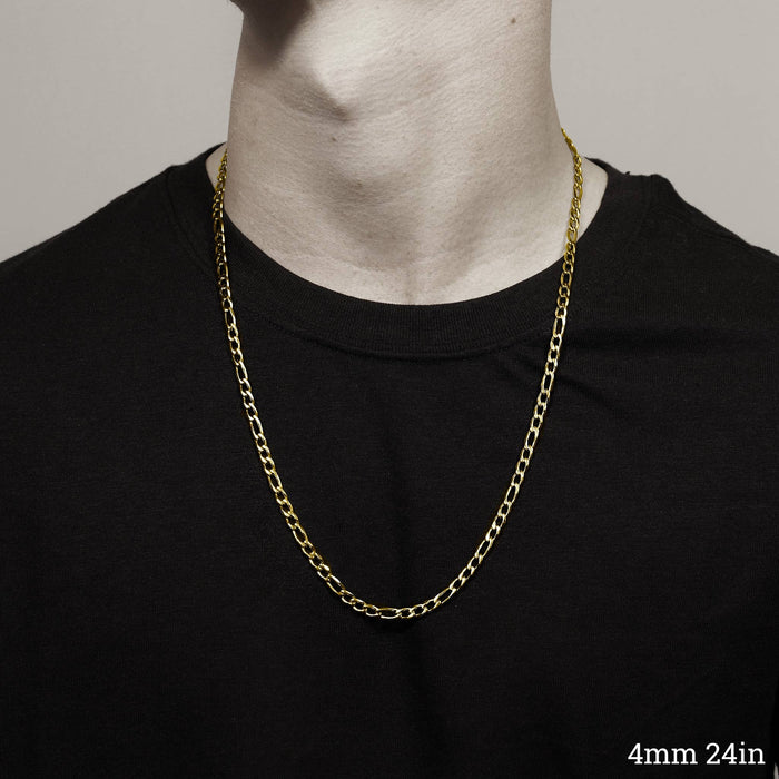 18K Gold Figaro Chain Necklace Stainless Steel