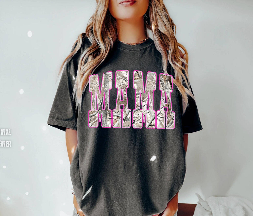 Comfort Colors Mama Shirt, Pink Outline Mama Letters Sweater