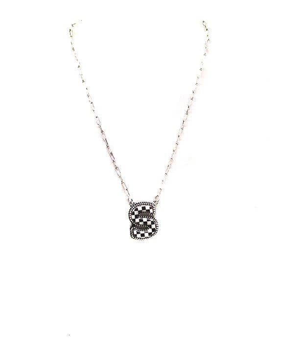 Checkered Bubble Initial Necklace Snowing West