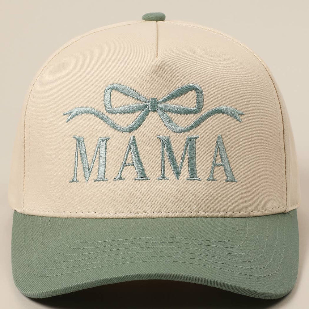 MAMA Ribbon Embroidered Two-Tone Trucker Hat Fashion City