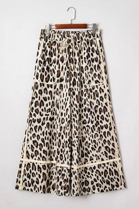 Leopard Wide Leg Cropped Pants Dear lover