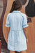 Beau Blue Mineral Wash Ruffled Short Sleeve Buttoned Denim Dress Dear lover
