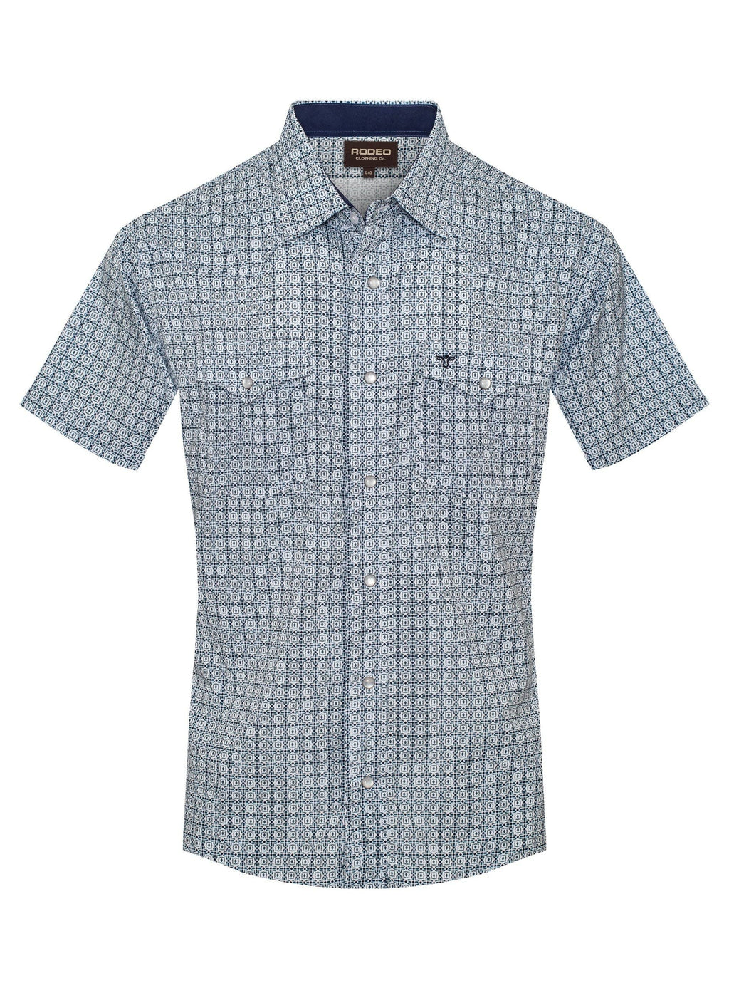 Men's Short Sleeve Pearl Snap Aztec Print Western Shirt