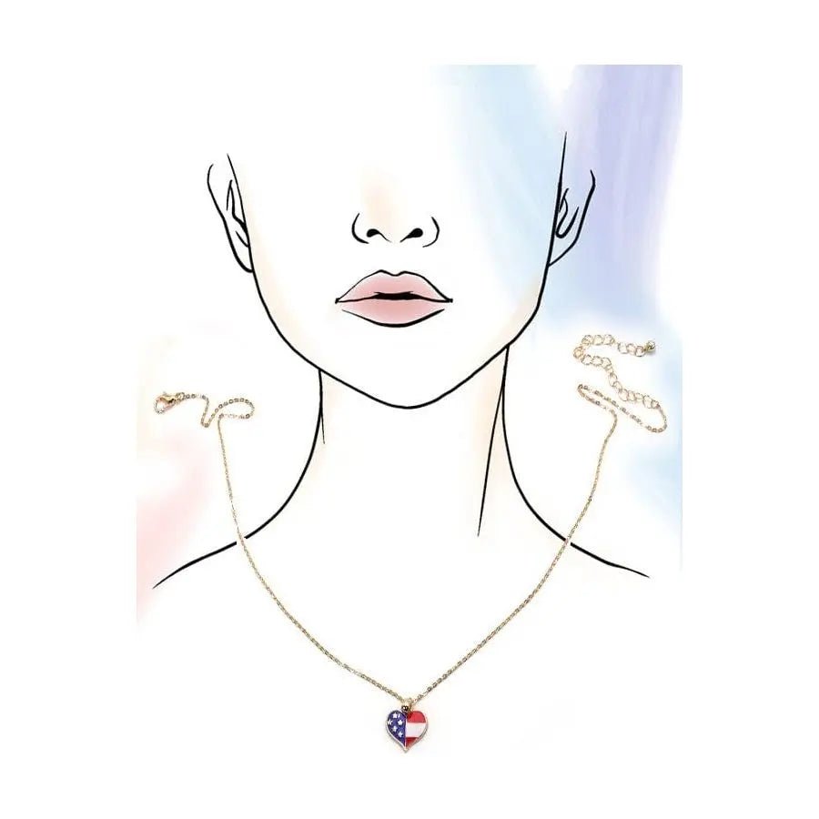 4th Of July Flag Heart Necklace - LECCE