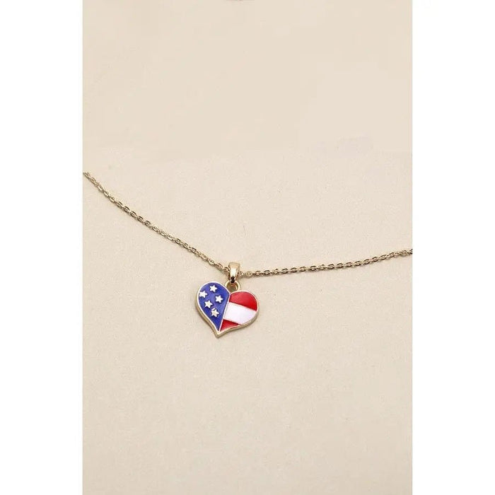 4th Of July Flag Heart Necklace - LECCE