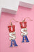 4th Of July Rhinestone Usa Drop Earrings - LECCE