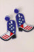 4th Of July Seedbead Boot Flag Drop Earrings - LECCE