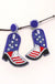 4th Of July Seedbead Boot Flag Drop Earrings - LECCE
