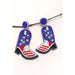 4th Of July Seedbead Boot Flag Drop Earrings - LECCE