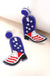 4th Of July Seedbead Boot Flag Drop Earrings - LECCE