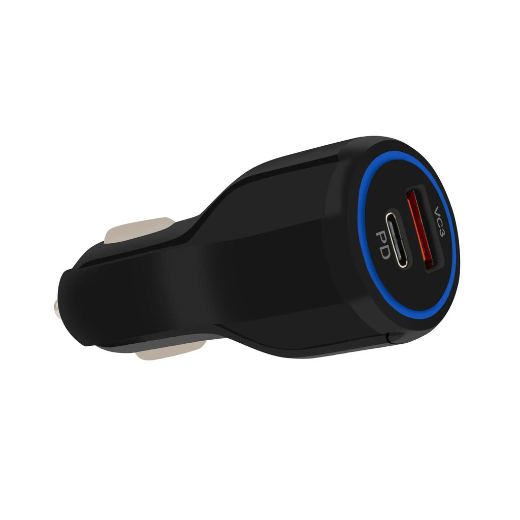 15W PD Car Charger With USB Port MW8182 BLACK
