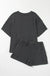 Carbon Grey Ribbed Textured Knit Loose Fit Tee and Shorts Set Dear lover