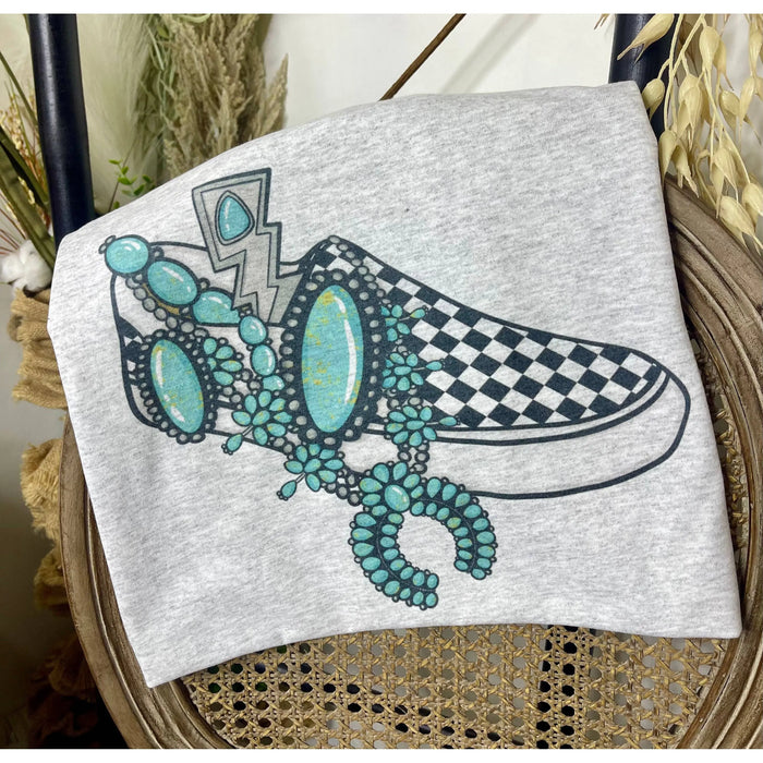 Turquoise and Vans Tee