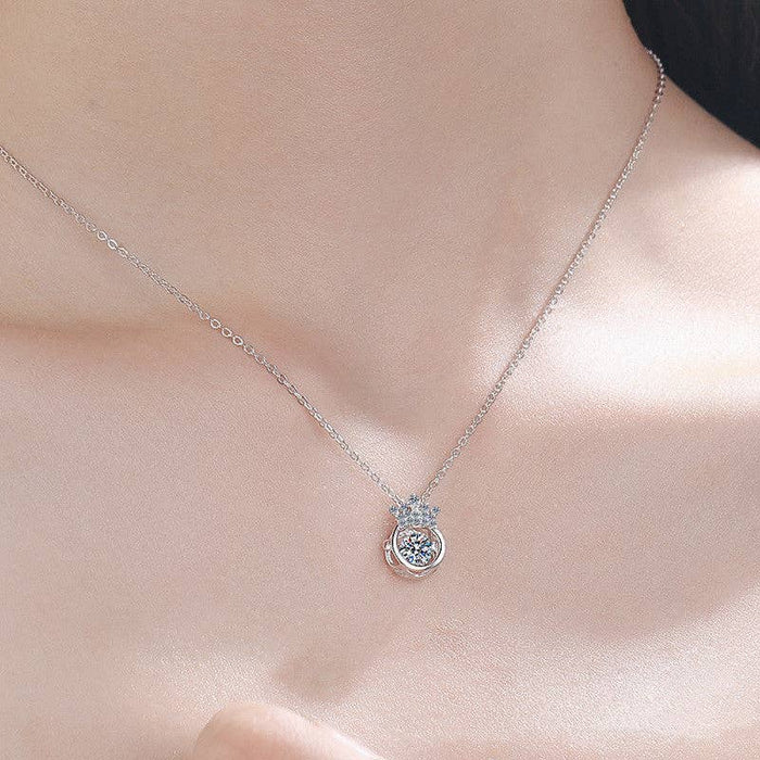 Moissanite Crown Pendant Necklace in 925 Sterling Silver  0.5ct