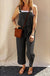 Black Drawstring Buttoned Straps Cropped Overall Dear lover