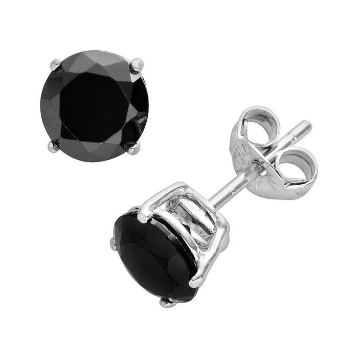 925 Sterling Silver round studs Black