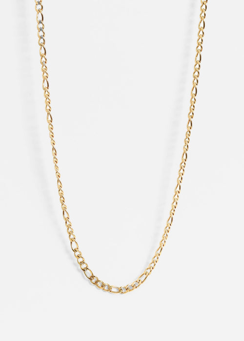 18K Gold Figaro Chain Necklace Stainless Steel