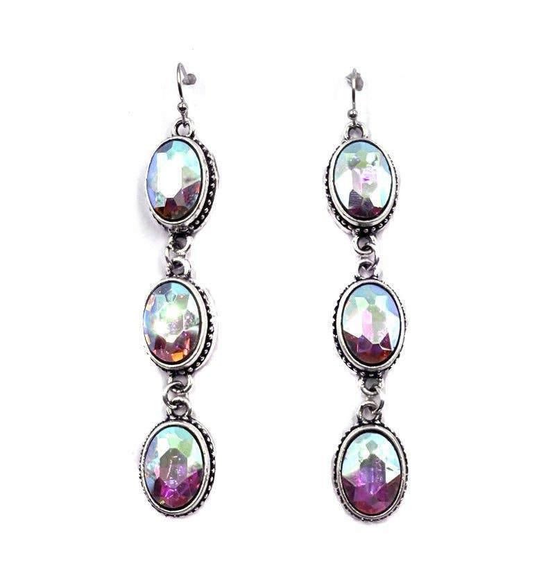 Western Oval Turquoise Stone 3 Dangle Earring Snowing West