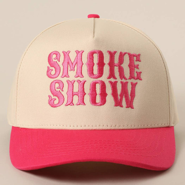 SMOKE SHOW Typographic Embroidery Baseball Cap Fashion City