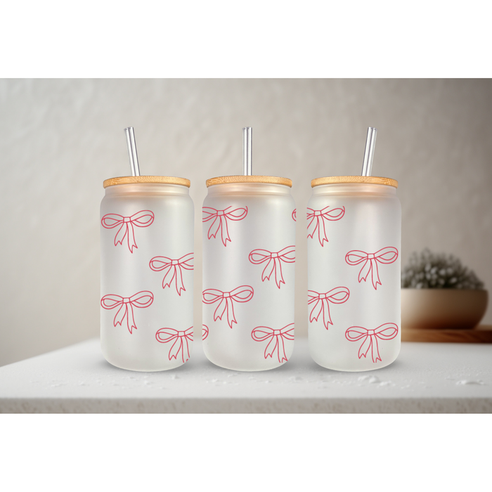 Bows | Coquette | 20 oz Glass Libbey with Bamboo Lid & Straw