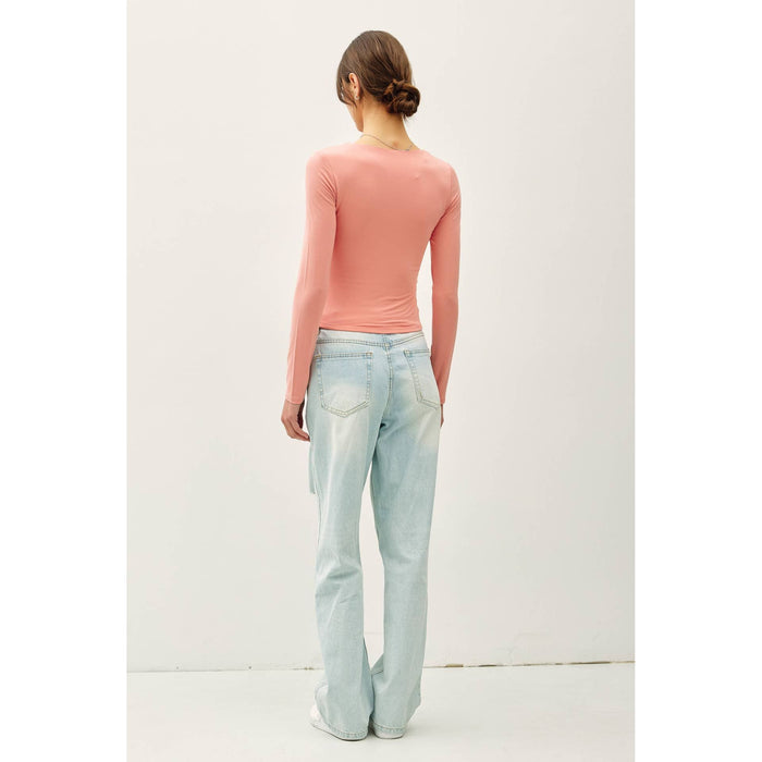 BASIC SQUARE NECK LONG SLEEVE TOP