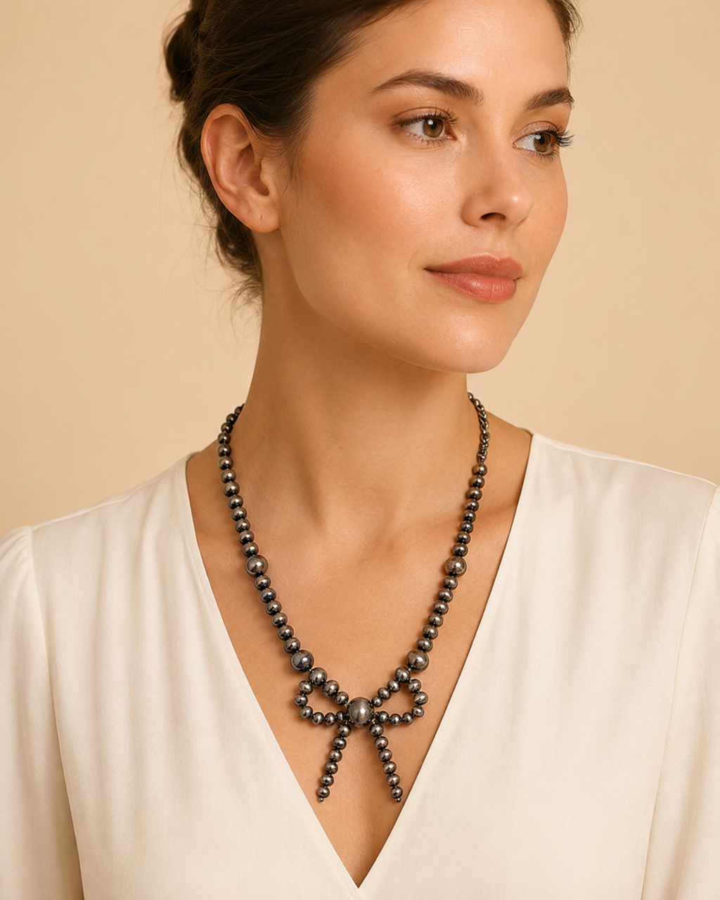 Western Navajo Pearl Ribbon Necklace