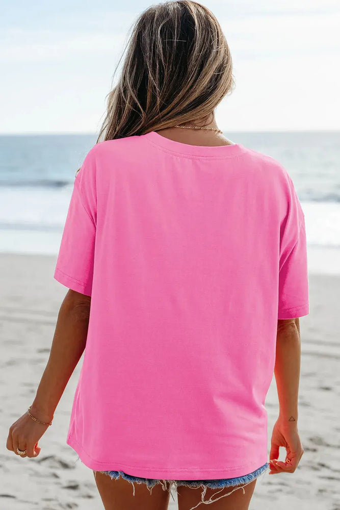 Bright Pink Mama Letter Neon T-Shirt Dear lover