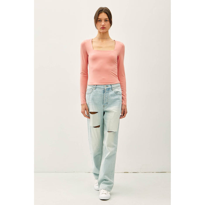 BASIC SQUARE NECK LONG SLEEVE TOP