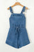 Sky Blue Buckle Straps Tied Backless Flared Denim Romper Dear lover