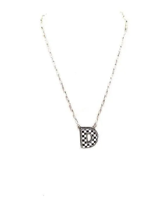 Checkered Bubble Initial Necklace