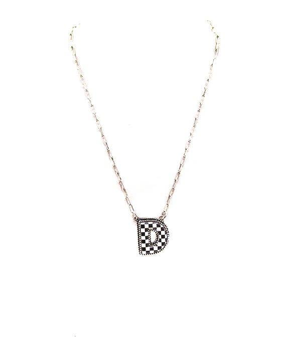 Checkered Bubble Initial Necklace Snowing West