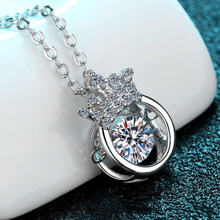 Moissanite Crown Pendant Necklace in 925 Sterling Silver  0.5ct