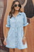 Beau Blue Mineral Wash Ruffled Short Sleeve Buttoned Denim Dress Dear lover