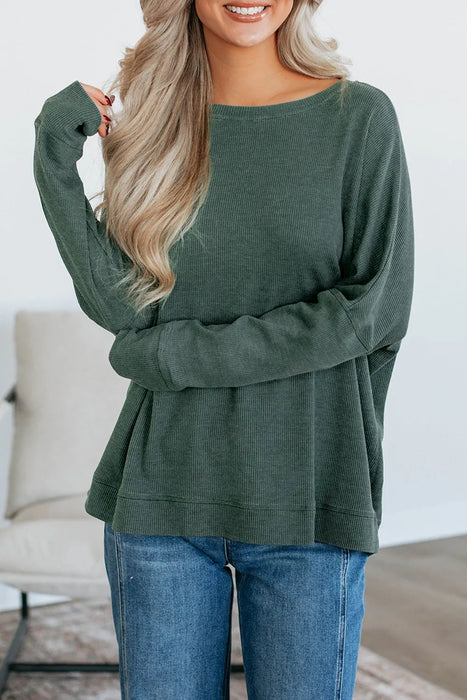 Waffle Knit Long Sleeve Top
