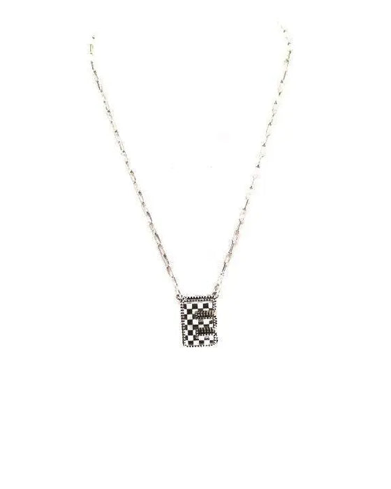 Checkered Bubble Initial Necklace