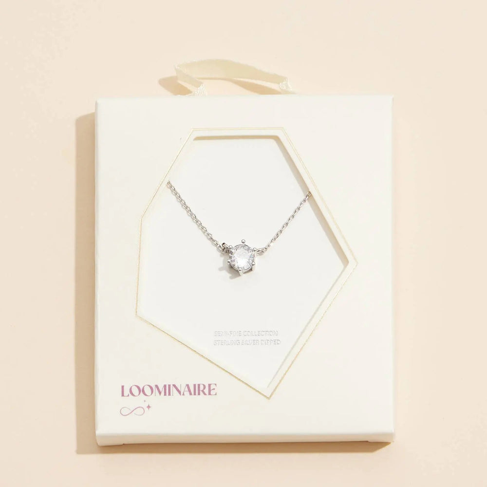 6mm Cubic Zirconia Stone Charm Necklace - LECCE