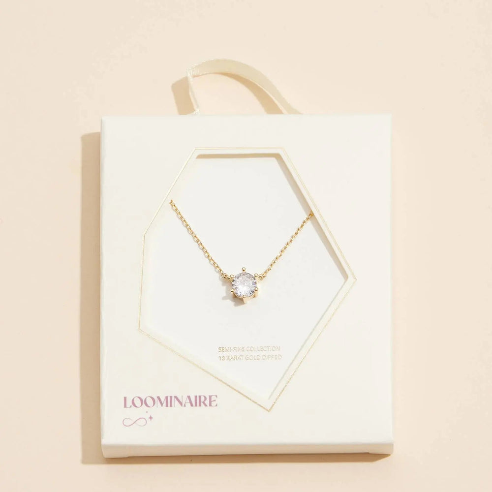 6mm Cubic Zirconia Stone Charm Necklace - LECCE