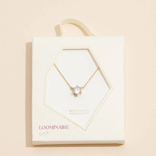 6mm Cubic Zirconia Stone Charm Necklace - LECCE