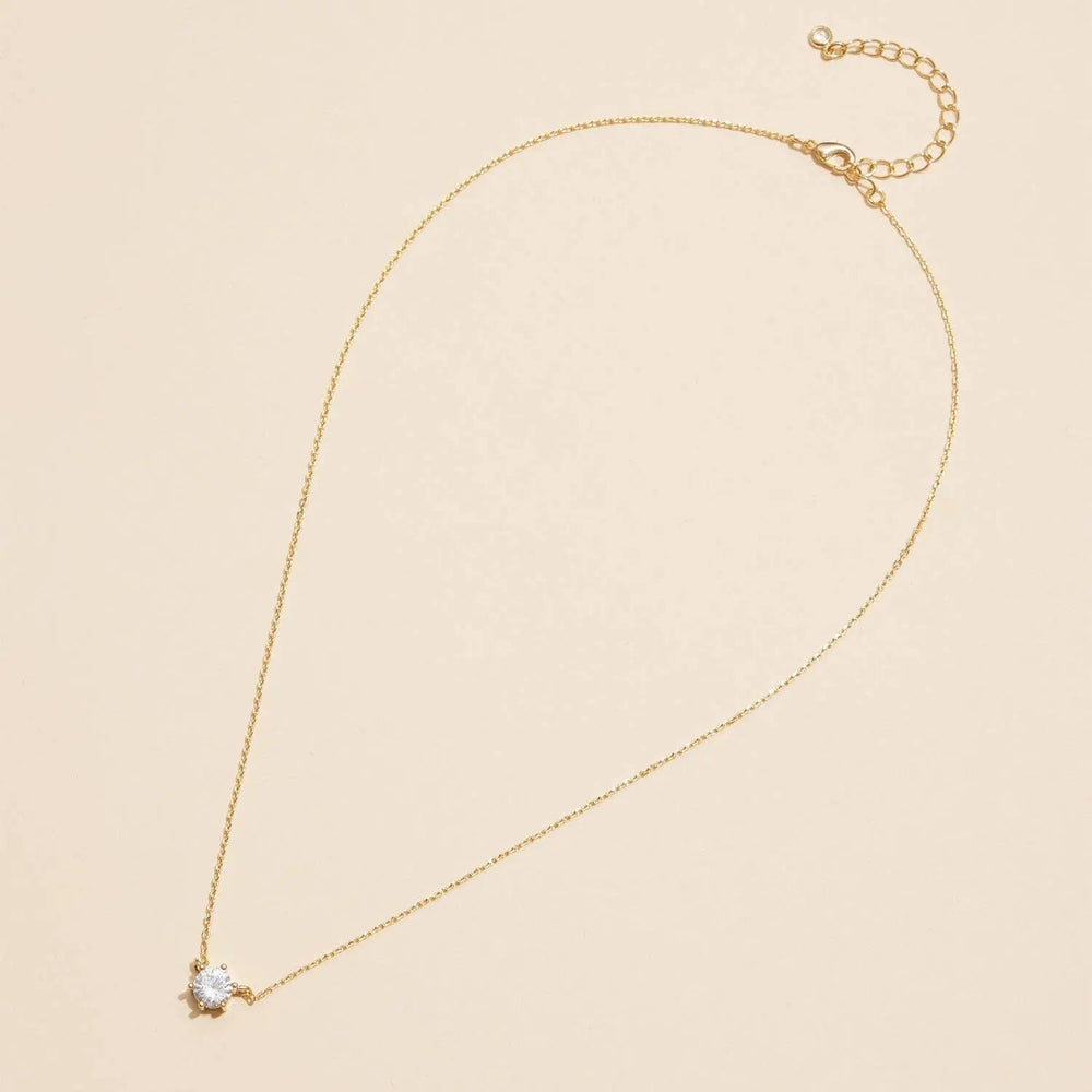 6mm Cubic Zirconia Stone Charm Necklace - LECCE