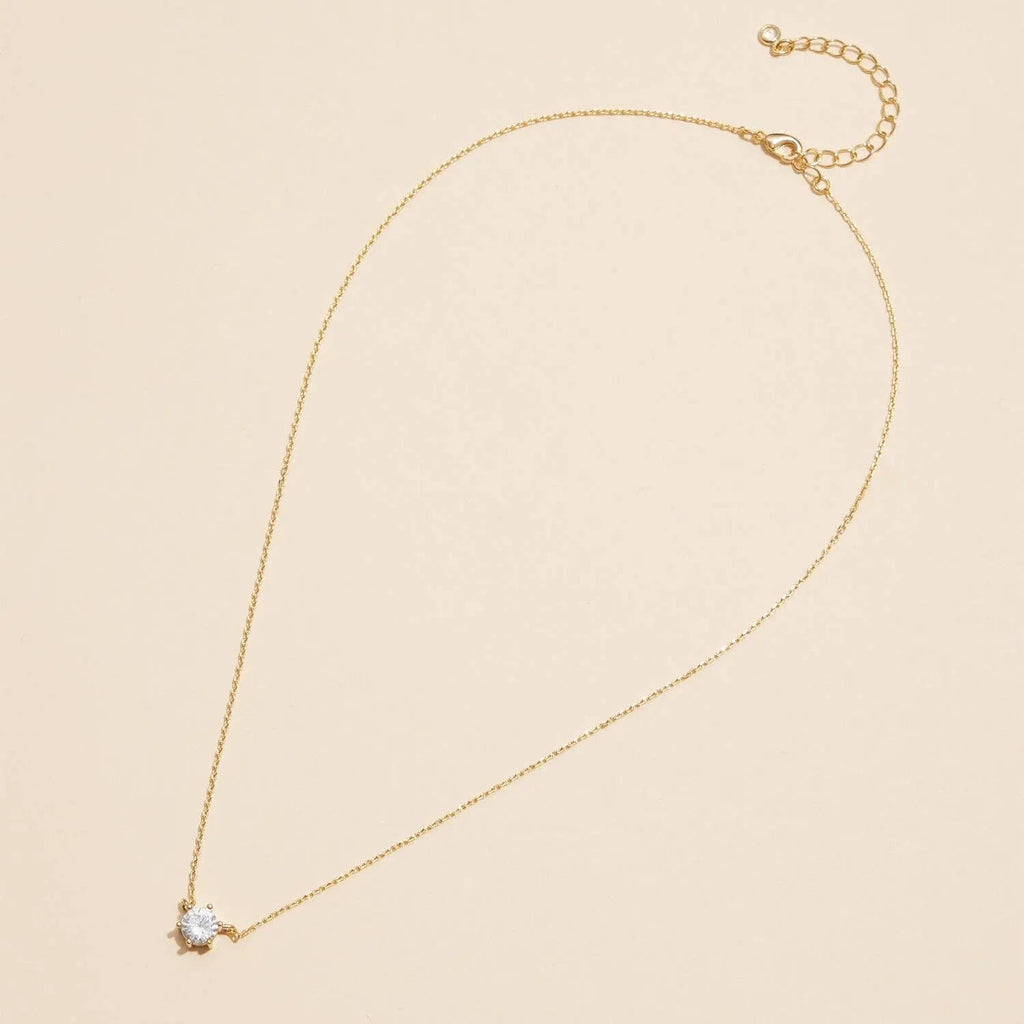 6mm Cubic Zirconia Stone Charm Necklace