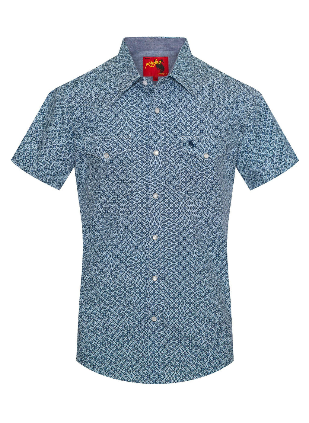 Men's Short Sleeve Pearl Snap Western Print Shirt