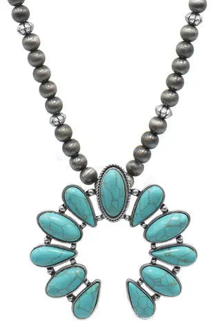 Gemstone Squash Blossom Navajo Pearl Necklace BlandiceJewelry