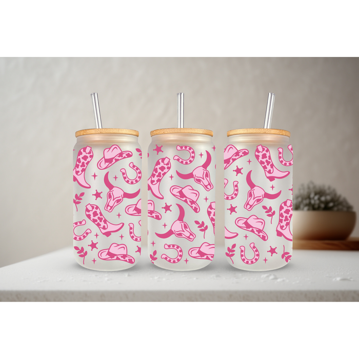Cowgirl | 20 oz Glass Tumbler with Bamboo Lid & Straw