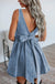 Myosotis Square Neck Bowknot A-line Sleeveless Denim Dress Dear lover